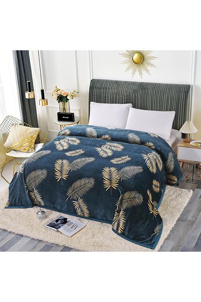FIONNA.RO Cocolino Blanket Medium Thickness - Green With Fern Leaves