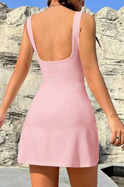 World Fashion Trends Askılı Kare Yaka Şortlu Mini Elbise JT7066
