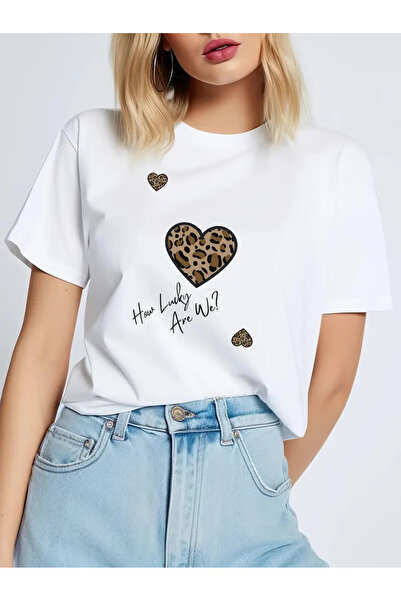 PARUNIV Tricou dama How Lucky Are We, stil casual, lejer, confortabil, 100% b...