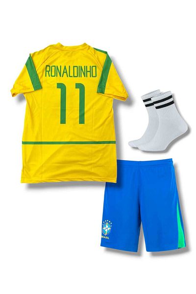 Flextreme Brazil- 11 Ronaldinho -Gaucho World Cup New Season Kids Jersey Set of 3