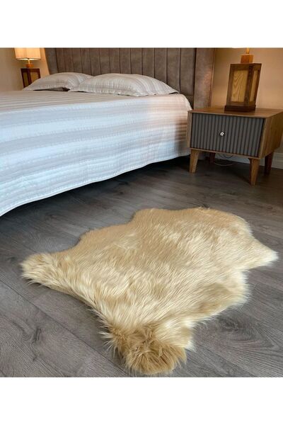 Homeax Kuzu Post Camel Üst Kalite Yıkanabilir Yumuşak Dokulu Peluş Halı
