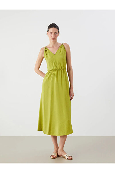 LC Waikiki LCWAIKIKI Rochie clasică verde cu decolteu în V