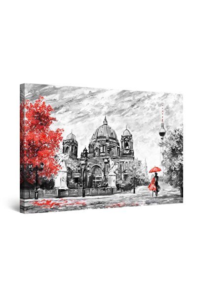 startonight Tablou DualView Startonight Berlin in Rosu si Negru, 120 cm x 80 cm