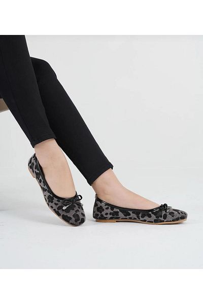 BYRAMSE Bow Trend Leopard Patterned Office Shoes Home Flats
