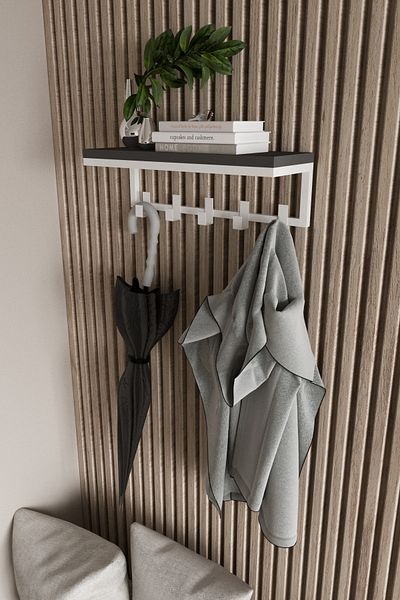AJU Modern Coat Rack Wall Mounted Hanger and Rack Coat Umbrella Bag Towel Clothes Mail Hallway Hallway Hanger