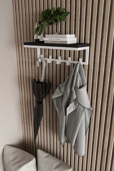 AJU Modern Coat Rack Wall Mounted Hanger and Rack Coat Umbrella Bag Towel Clothes Mail Hallway Hallway Hanger