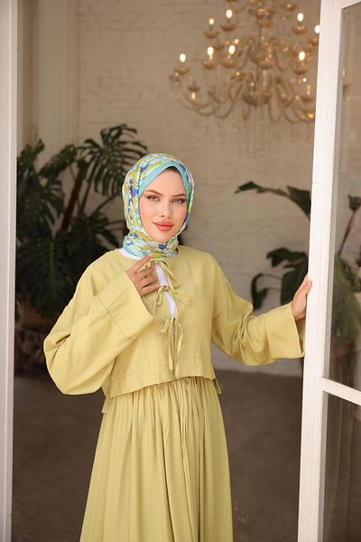 Nergis Neva Butik Strawberry Fabric Tie Front Kimono Skirt Suit