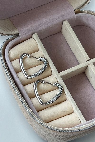 MUTENA Heart Zircon Flush Stone Huggie Earrings