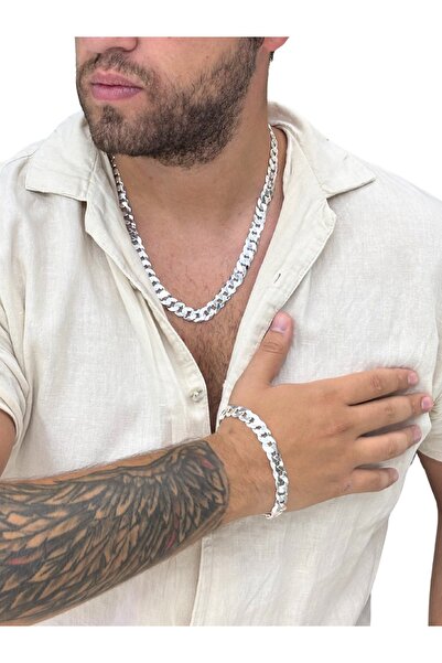 oya silver Gurmet Gümüş Zincir Bileklik – 11 mm Kalınlık