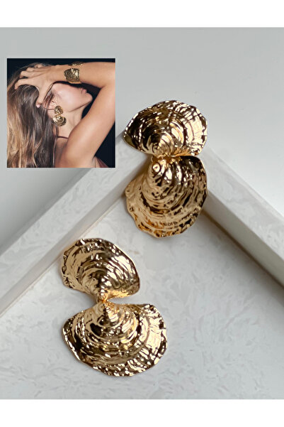 HOSBUTIK Gold midye za earrings