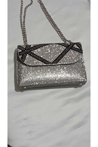 Şarra Gossi Silver Sports Evening Dress Bag Silver Stone Evening Bag Starry Night Silver Bag