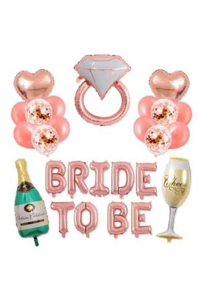 Çemrek Süs Parti Rose Bride to Be Balloon Set 16 Pieces