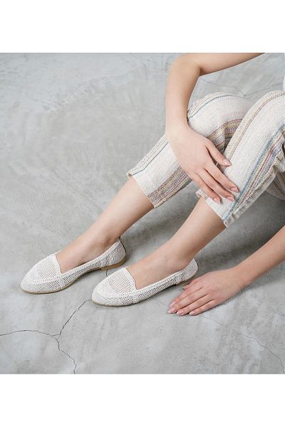 BYRAMSE Knitted Lace Women's Flats Home Flats Office Shoes