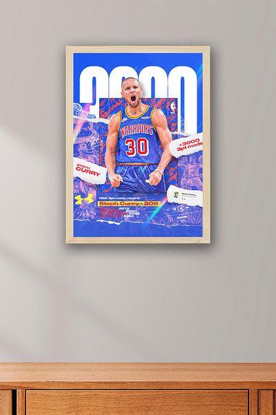 Saturn Pictură înrămată de Stephen Curry - Pictură poster NBA de baschet