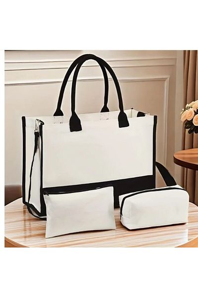 SOSYETEZGAHI 3Pcs Large Multi-Capacity Shoulder Hand Bag,Holiday Durable Nylon Zipper Closure Sea Bag