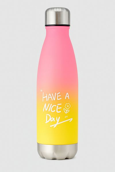 İNTER LİFE Colorful Adult Motivational Water Bottle Water Bottle 700 ml Large Size Non-Spillable Durable Steel Bottom-Top