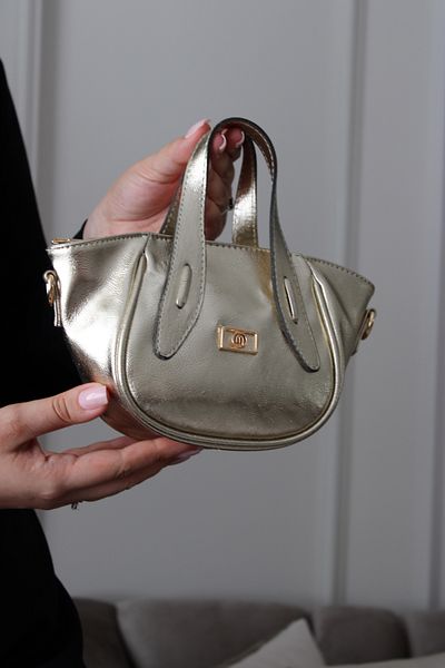 Mimoza Women's Gold Elegant Mini Hand and Shoulder Bag