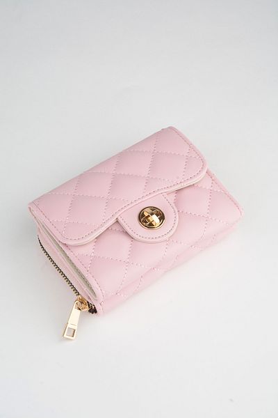 Vivaq Women's Powder Small Size Quilted Zippered and Flip Lock Closure Faux Leather Wallet