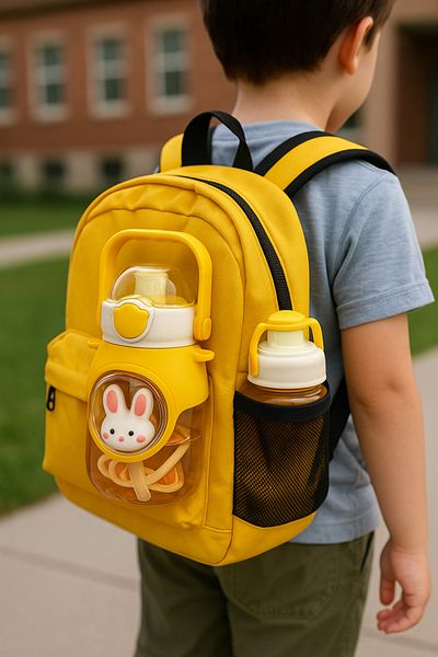 İNTER LİFE Cute Rabbit Model Children's Water Bottle and Flask Bpa Free Leakproof Durable Water Bottle with Hanger 900 ml