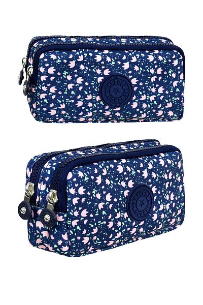Little Jom Crinkle Fabric Double Compartment Pencil Holder Pencil Case