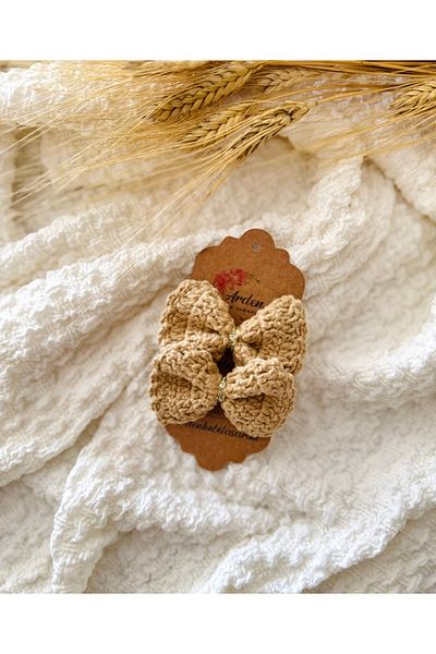 ARDEN HOBİ TASARIM Hand-Knitted Bow Rubber Buckle (2 Pieces)