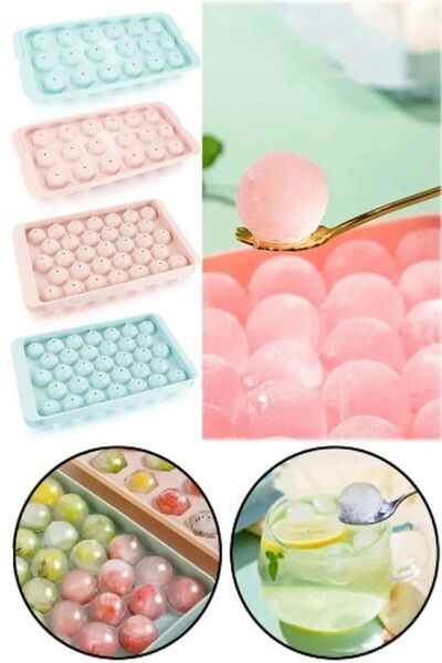 TRİPULAM Kapaklı Küre Buz Kalıbı – 33’lü Yuvarlak Hazne, Sunumluk & Kokteyl B...