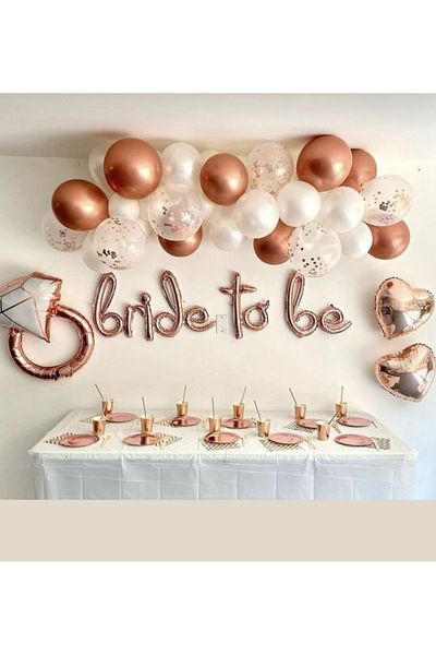 Çemrek Süs Parti Rose Bride to Be Balloon Chain Set 35 Pieces