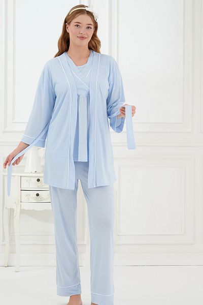 Emose Set de pijamale de maternitate pentru 3 piese cu rochie de dantelă