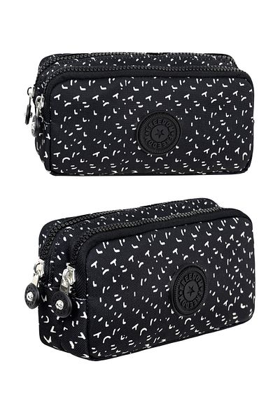 Little Jom Crinkle Fabric Double Compartment Pencil Holder Pencil Case