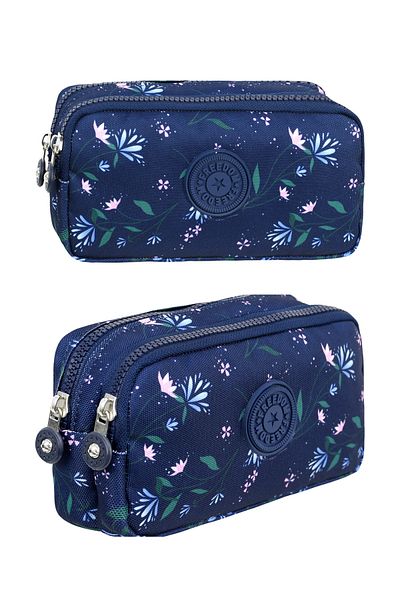 Little Jom Crinkle Fabric Double Compartment Pencil Holder Pencil Case