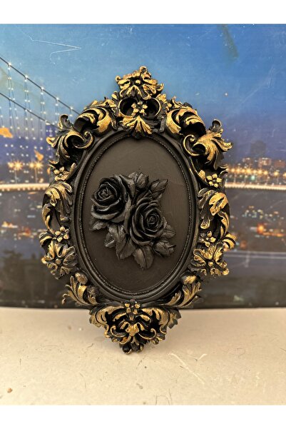 busraconcept Tablou negru cu flori 33 cm