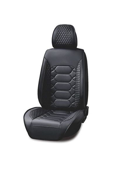 DELUXETUNING Set huse scaune auto universale, piele ecologica neagra, fata-spate