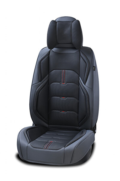 DELUXETUNING Set huse scaune auto universale, fata-spate, piele ecologica neg...