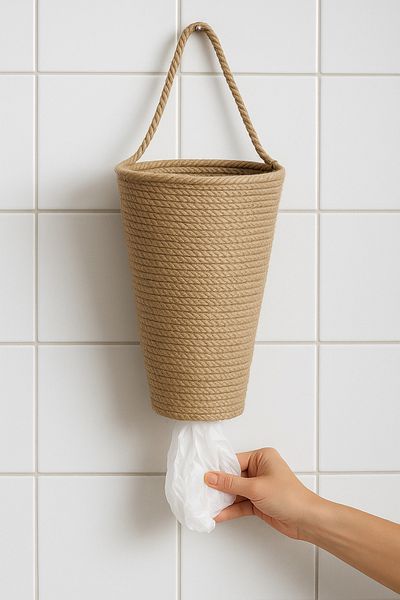 ÖRGÜM Bag Holder Decorative Jute Bag Organizer 30X15 cm