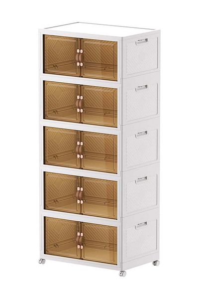 Generic Foldable Storage Closet Large Size with Wheels and Magnetic Lock Doors 5 Layer