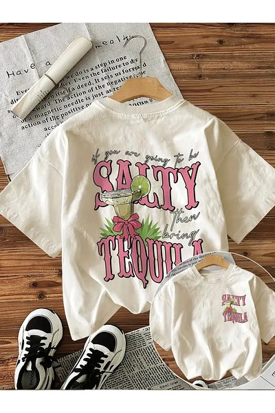 AEMİ Μπλουζάκι Unisex Salty Tequila με στάμπα Oversize Crew Neck