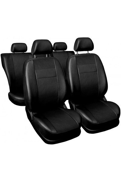 DELUXETUNING Set huse scaune auto, universale, fata-spate, piele ecologica, negru HSFL09N