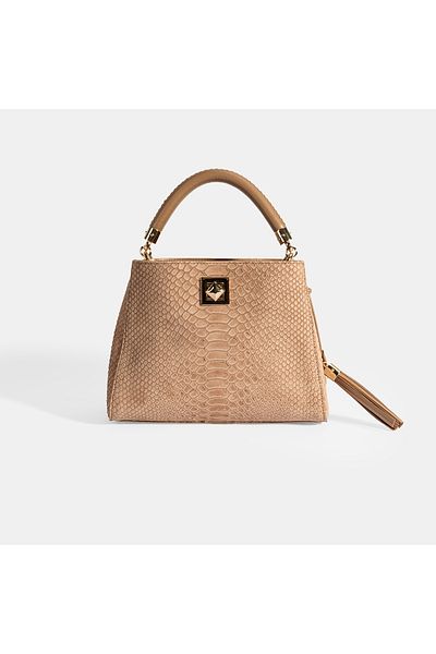 Desa Women's Tan Tassel Accessory Leather Handbag
