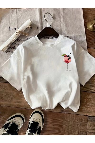 AEMİ Tricou oversize unisex cu decolteu rotund cu imprimeu Wildberry