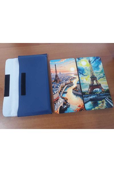 Organica Tasarım Mini Backgammon Travel Backgammon Pocket Backgammon 24X24 with Special Leather Case-Eiffel Tower