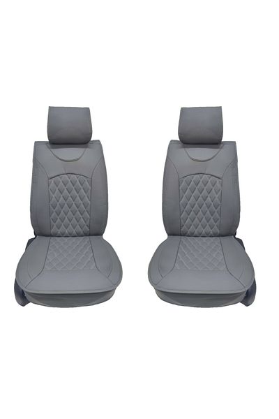 DELUXETUNING Set 2 huse scaune auto pentru fata, piele ecologica, gri