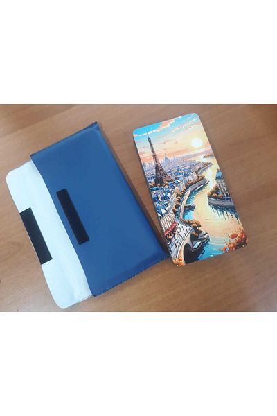 Organica Tasarım Mini Backgammon Travel Backgammon Pocket Backgammon 24X24 with Special Leather Case-Eiffel Tower
