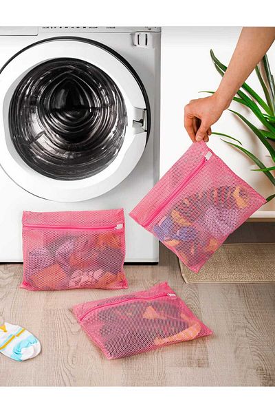 lawrenceshop 3 τεμάχια Baby Kids Young Adult Κάλτσες Πλυντήριο Διχτυωτό Ροζ