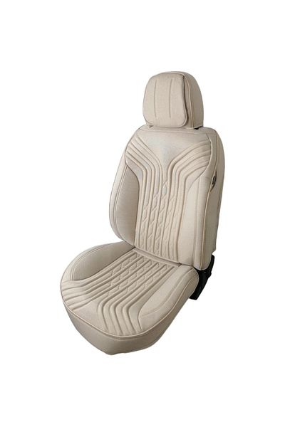 DELUXETUNING Set huse scaune auto universale, material textil, crem, fata-spate, bancheta fractionata