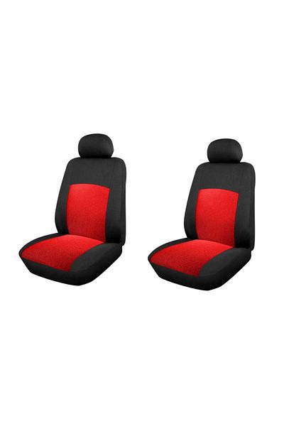 DELUXETUNING Set huse scaune auto, universale, fata 2 locuri, Negru cu rosu, jacqard
