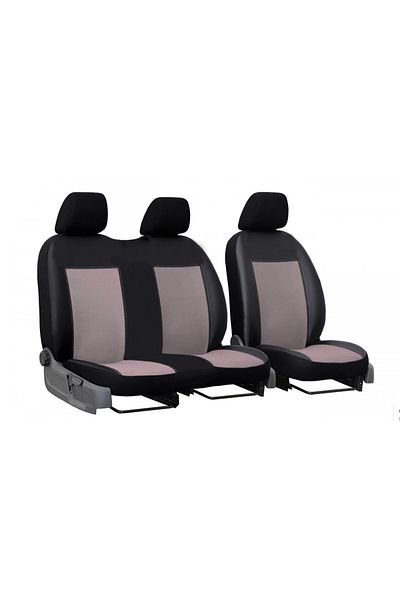 DELUXETUNING Set huse scaune auto, universale, fata 2+1, material jacquard, negru cu gri inchis / gri deschis
