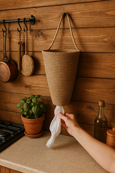 ÖRGÜM Θήκη Διακοσμητική Τσάντα Γιούτας Organizer Ψάθινη Θήκη 30x15 cm