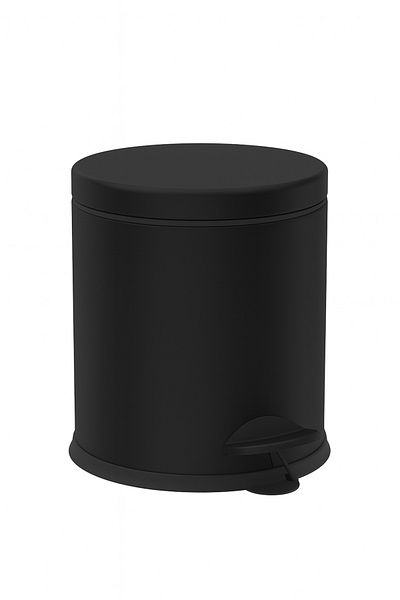 MultiStore Black 4-Piece Bathroom Set Set Pedal Trash Can Wc Toilet Brush Soap Dispenser Toothbrush Holder