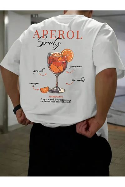 AEMİ Μπλουζάκι Unisex Aperol με στάμπα Oversize Crew Neck