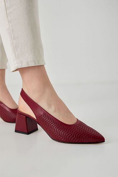 Mariolucci Women's Daily Heeled Shoes Genuine Burgundy Leather